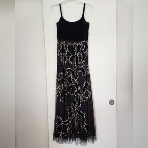 Adrianna Papell Black Velvet and Sequen Gown - Size 0